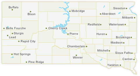 Map of South Dakota